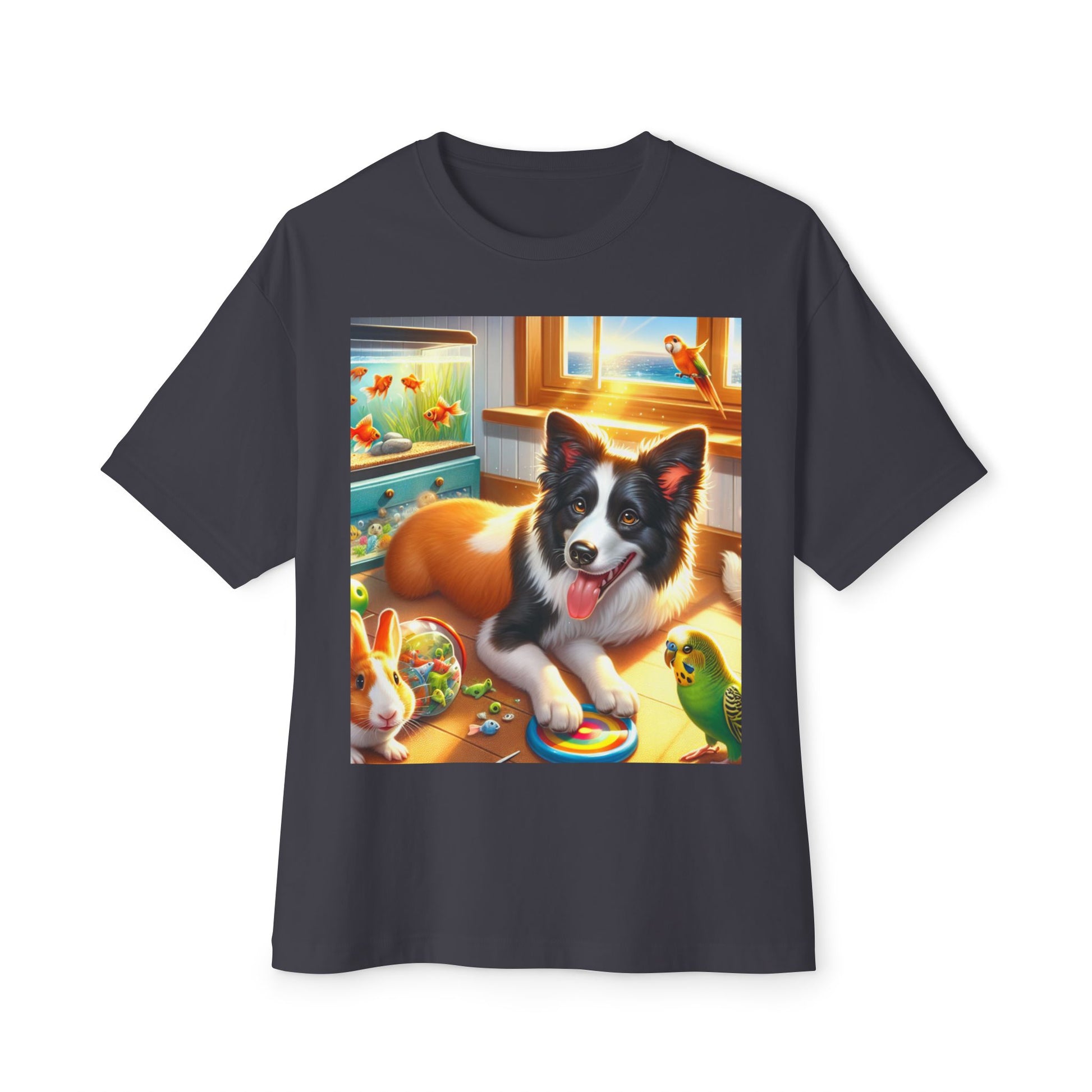 Whimsical Dog Lover's Oversized Tee - Perfect for Pet Enthusiasts, Animal Lovers, Gift for Mom, Casual Wear, Cozy Everyday Style